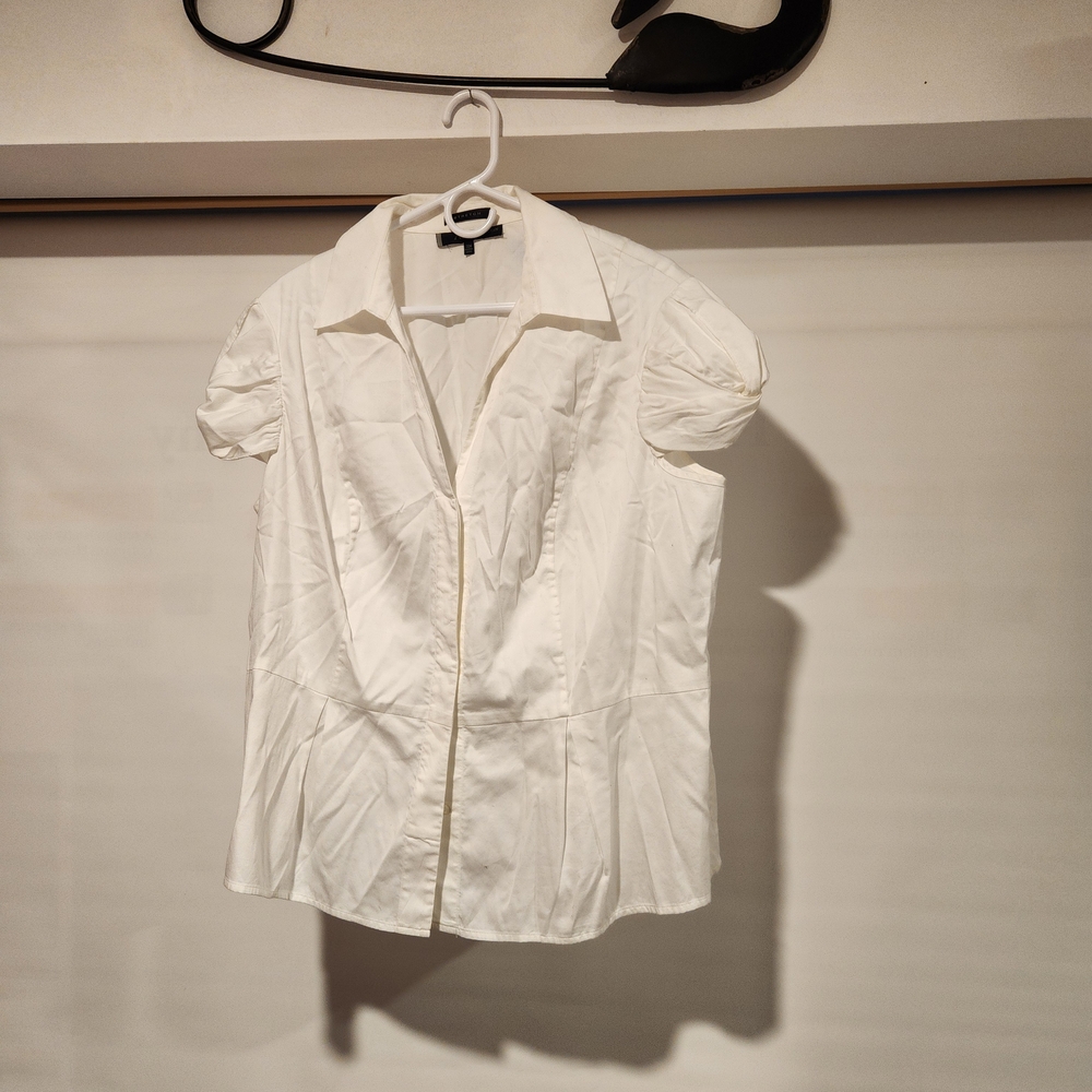 Y2K Anne Klein Classic White Short Sleeve Blouse